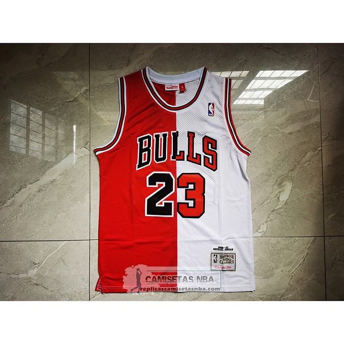Camiseta Chicago Bulls Michael Jordan NO 23 Split Blanco Rojo